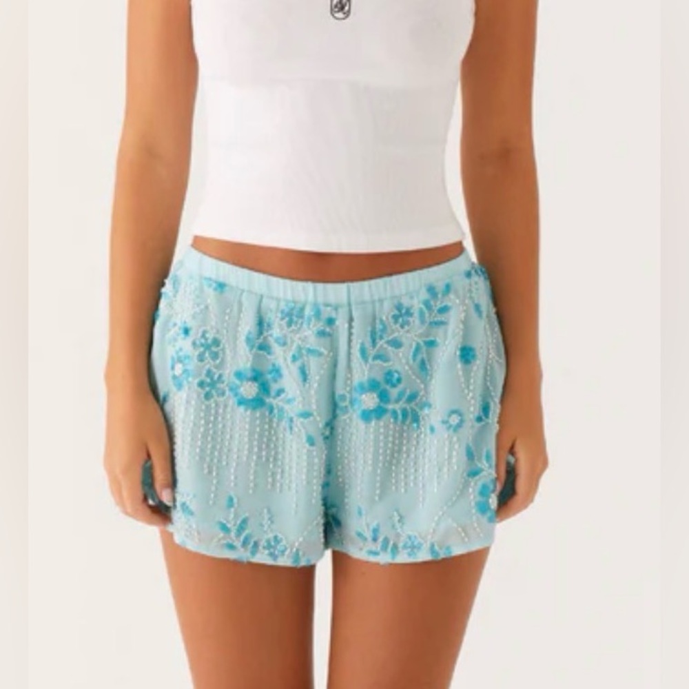 Peppermayo  Mercer Sequin Mini Shorts - Embroidered Shorts sold out